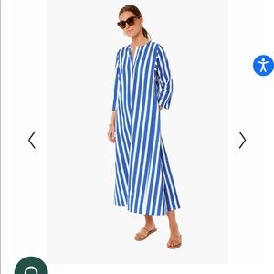 Pomander Place Blue and White Cabana White Caftan